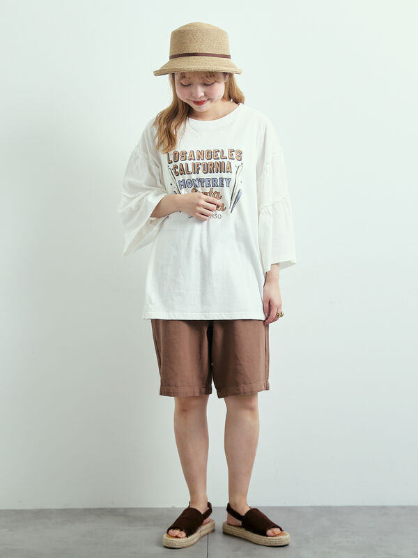 セール】 デニム/ツイルペインターハーフパンツ（ブラック