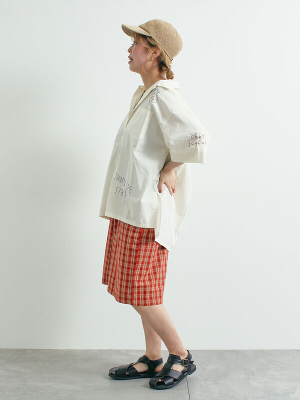 セール】 マドラスチェックショートパンツ（ブラック/レッド/オレンジ