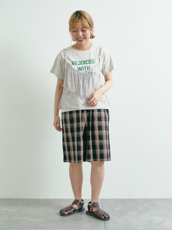 セール】 マドラスチェックショートパンツ（ブラック/レッド/オレンジ