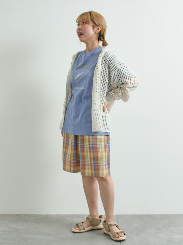 セール】 マドラスチェックショートパンツ（ブラック/レッド/オレンジ