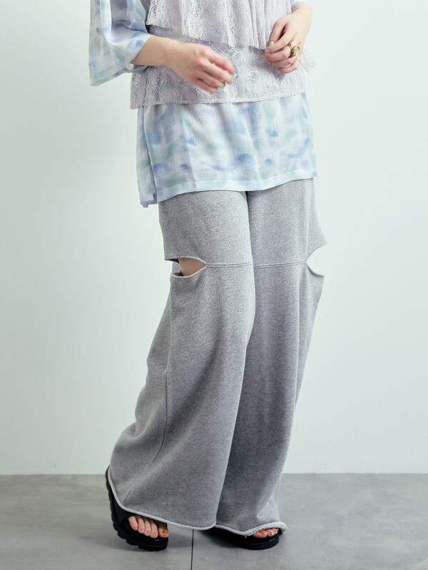 セール】 裏毛サイドスリットスウェットパンツ（グレー