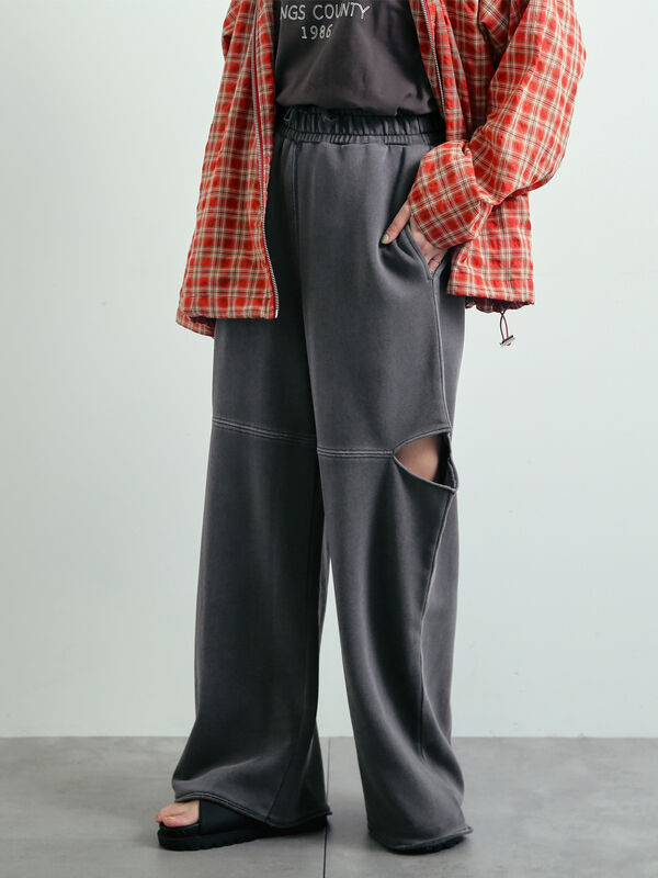 セール】 裏毛サイドスリットスウェットパンツ（グレー