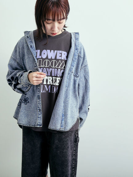 くり抜き刺繍オーバーシャツ（オフホワイト/ピンク/ブルー/ネイビー）｜SM2（エスエムツー）通販