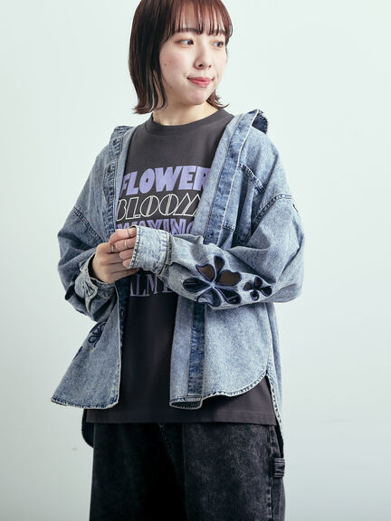 くり抜き刺繍オーバーシャツ（オフホワイト/ピンク/ブルー/ネイビー）｜SM2（エスエムツー）通販