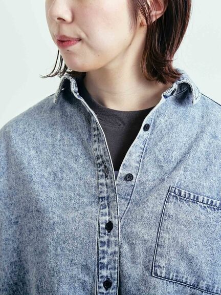 くり抜き刺繍オーバーシャツ（オフホワイト/ピンク/ブルー/ネイビー）｜SM2（エスエムツー）通販