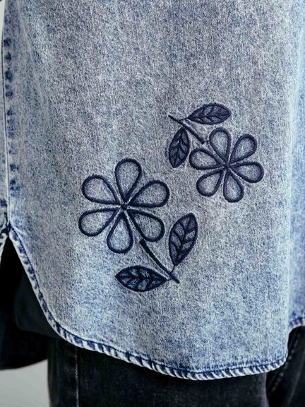 くり抜き刺繍オーバーシャツ（オフホワイト/ピンク/ブルー/ネイビー）｜SM2（エスエムツー）通販