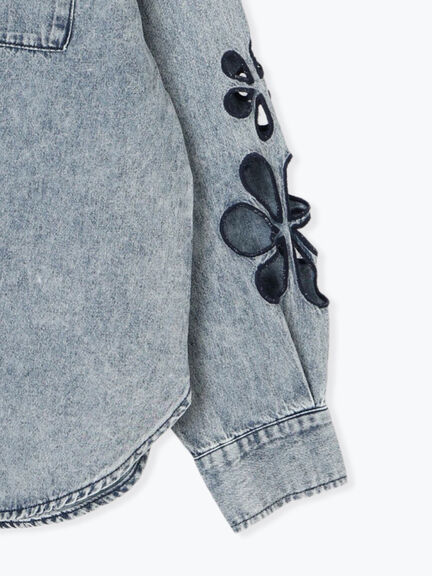 くり抜き刺繍オーバーシャツ（オフホワイト/ピンク/ブルー/ネイビー）｜SM2（エスエムツー）通販