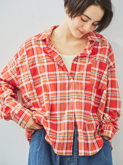刺繍入りチェックシャツ（レッド/ベージュ/イエロー/ブルー）｜SM2（エスエムツー）通販