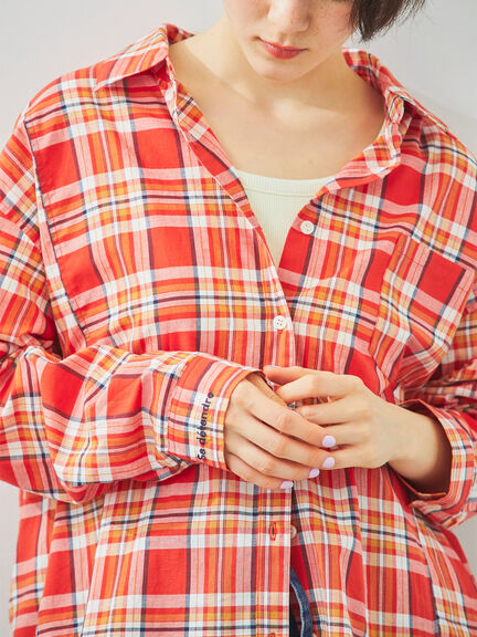 刺繍入りチェックシャツ（レッド/ベージュ/イエロー/ブルー）｜SM2（エスエムツー）通販