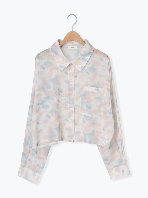 セール】 タイダイプリントシアーシャツ（ピンク/ベージュ/ブルー