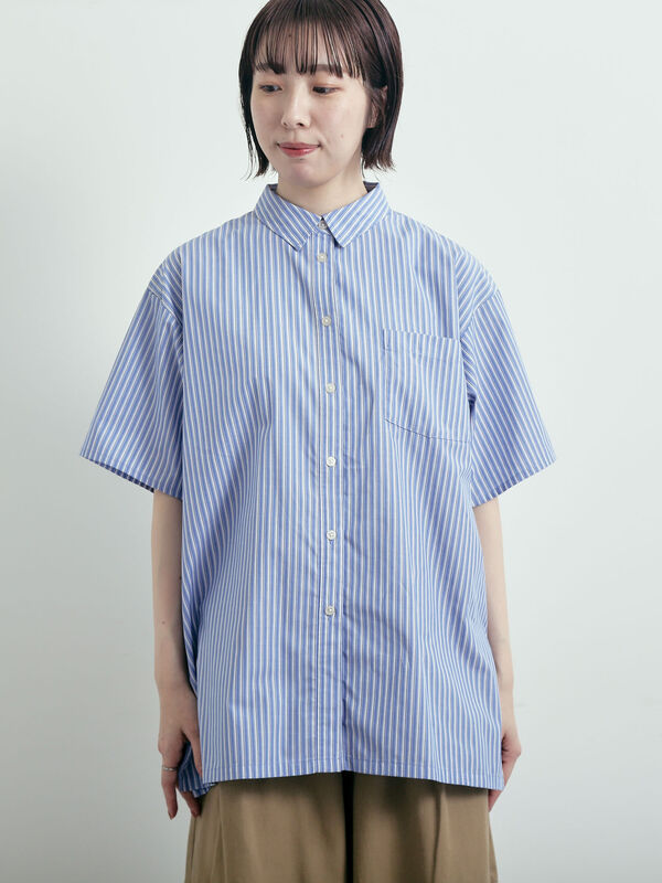 セール】 ストライプ柄ビッグシャツ（ベージュ/イエロー/グリーン