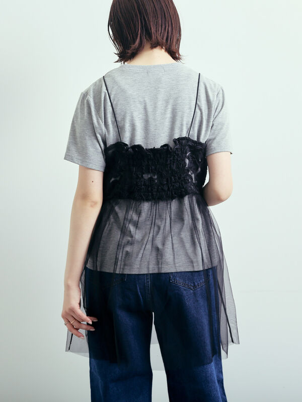 期間限定＊CherieMonaフラワーシフォンキャミ セットアップ可 an/アン】セットアップ/ キャミソール/ ゴールドバックル