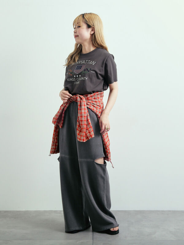 セール】 マドラスチェックフードパーカー（ブラック/レッド/オレンジ