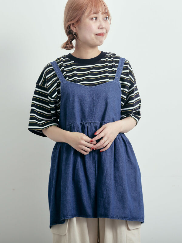 セール】 デニム前後2WAYビスチェ（ブラック/ブルー/ネイビー/トップス