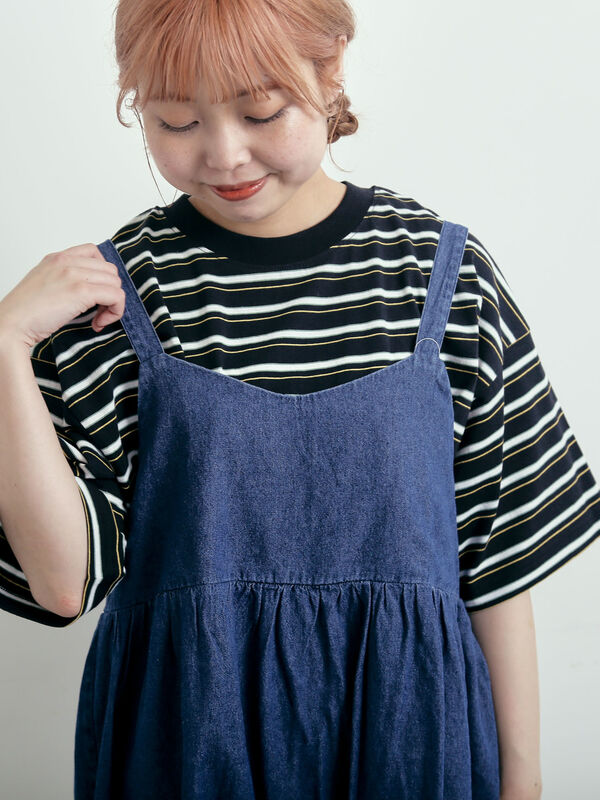 セール】 デニム前後2WAYビスチェ（ブラック/ブルー/ネイビー/トップス