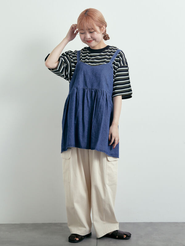 セール】 デニム前後2WAYビスチェ（ブラック/ブルー/ネイビー/トップス