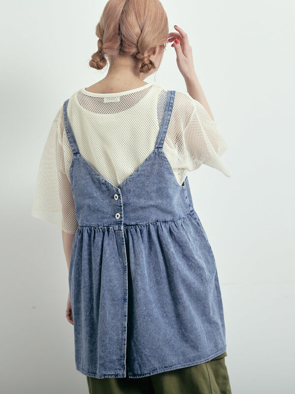 セール】 デニム前後2WAYビスチェ（ブラック/ブルー/ネイビー/トップス