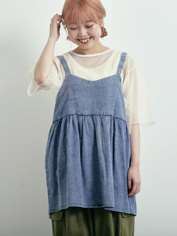 セール】 デニム前後2WAYビスチェ（ブラック/ブルー/ネイビー/トップス