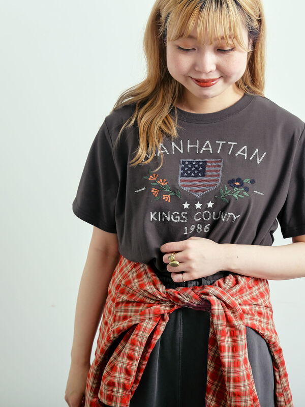 チェーン刺繍Tシャツ（チャコールグレー）｜SM2（エスエムツー）通販