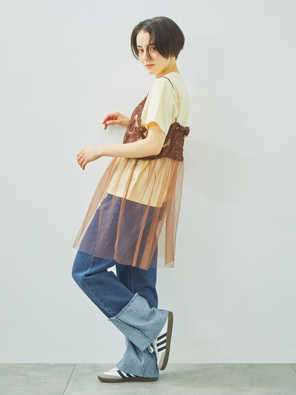チェーン刺繍Tシャツ（グレー/チャコールグレー/ブラウン/クリーム）｜SM2（エスエムツー）通販