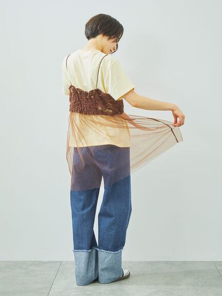 チェーン刺繍Tシャツ（グレー/チャコールグレー/ブラウン/クリーム）｜SM2（エスエムツー）通販