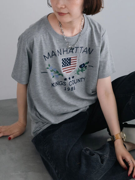 チェーン刺繍Tシャツ（グレー/チャコールグレー/ブラウン/クリーム）｜SM2（エスエムツー）通販