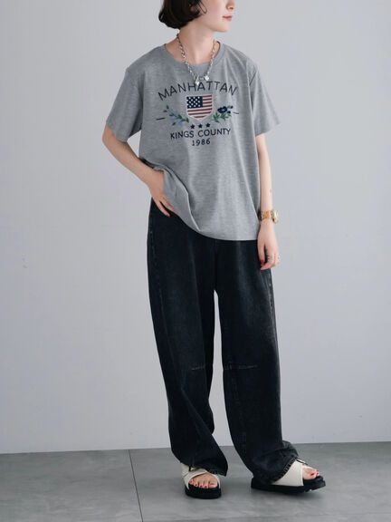 チェーン刺繍Tシャツ（グレー/チャコールグレー/ブラウン/クリーム）｜SM2（エスエムツー）通販