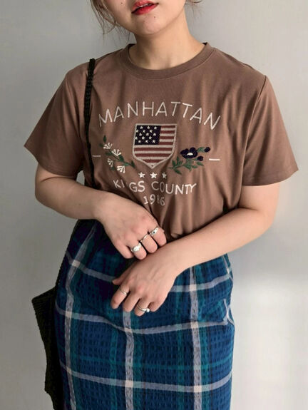 チェーン刺繍Tシャツ（グレー/チャコールグレー/ブラウン/クリーム）｜SM2（エスエムツー）通販