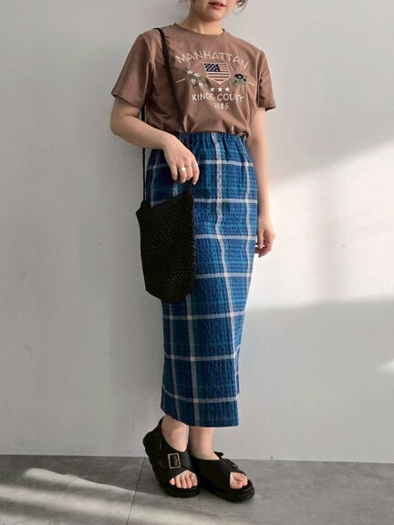 チェーン刺繍Tシャツ（グレー/チャコールグレー/ブラウン/クリーム）｜SM2（エスエムツー）通販