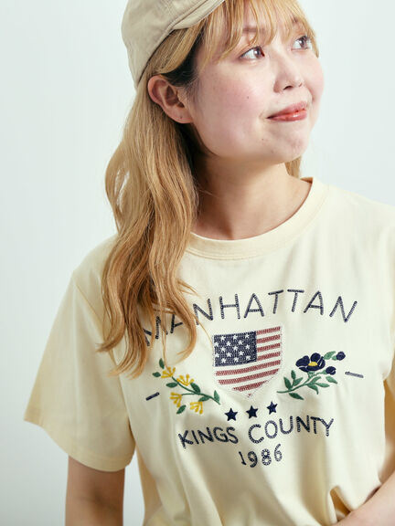 チェーン刺繍Tシャツ（グレー/チャコールグレー/ブラウン/クリーム）｜SM2（エスエムツー）通販