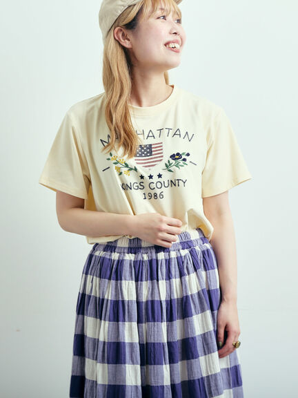 チェーン刺繍Tシャツ（グレー/チャコールグレー/ブラウン/クリーム）｜SM2（エスエムツー）通販