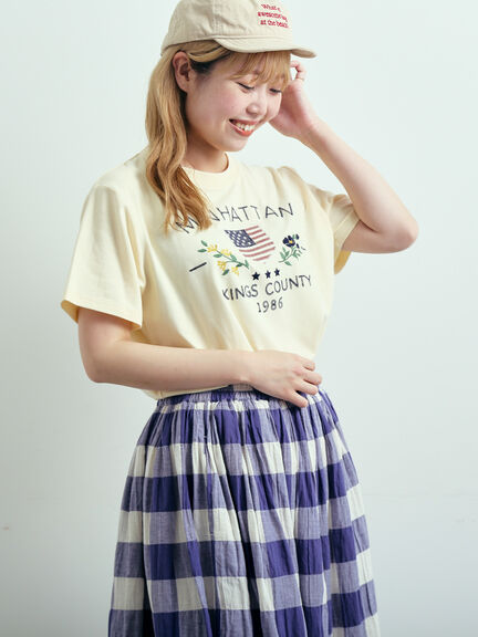 チェーン刺繍Tシャツ（グレー/チャコールグレー/ブラウン/クリーム）｜SM2（エスエムツー）通販