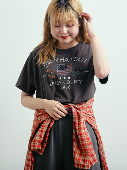 チェーン刺繍Tシャツ（グレー/チャコールグレー/ブラウン/クリーム）｜SM2（エスエムツー）通販