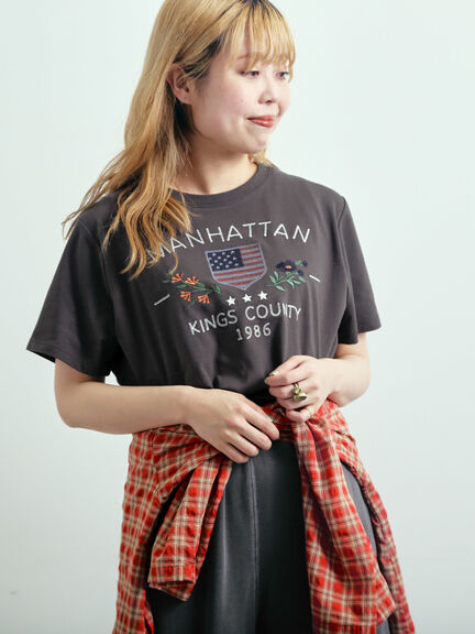 チェーン刺繍Tシャツ（グレー/チャコールグレー/ブラウン/クリーム）｜SM2（エスエムツー）通販