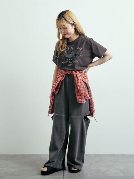 チェーン刺繍Tシャツ（グレー/チャコールグレー/ブラウン/クリーム）｜SM2（エスエムツー）通販