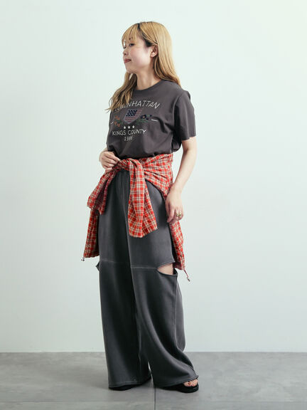 チェーン刺繍Tシャツ（グレー/チャコールグレー/ブラウン/クリーム）｜SM2（エスエムツー）通販