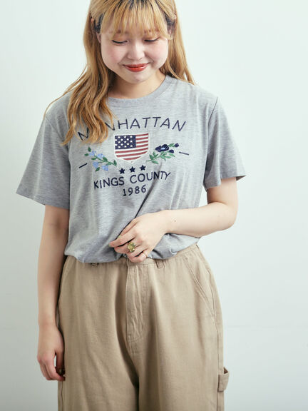 チェーン刺繍Tシャツ（グレー/チャコールグレー/ブラウン/クリーム）｜SM2（エスエムツー）通販