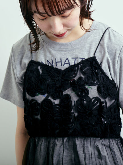 チェーン刺繍Tシャツ（グレー/チャコールグレー/ブラウン/クリーム）｜SM2（エスエムツー）通販