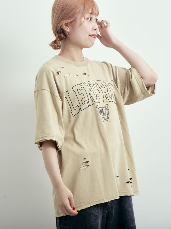 パウダー加工ロゴアソートプリントTシャツ（ベージュ）｜SM2（エスエムツー）通販