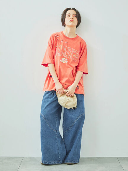 パウダー加工ロゴアソートプリントTシャツ（チャコールグレー/ベージュ/オレンジ/ブルー）｜SM2（エスエムツー）通販