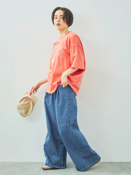 パウダー加工ロゴアソートプリントTシャツ（チャコールグレー/ベージュ/オレンジ/ブルー）｜SM2（エスエムツー）通販