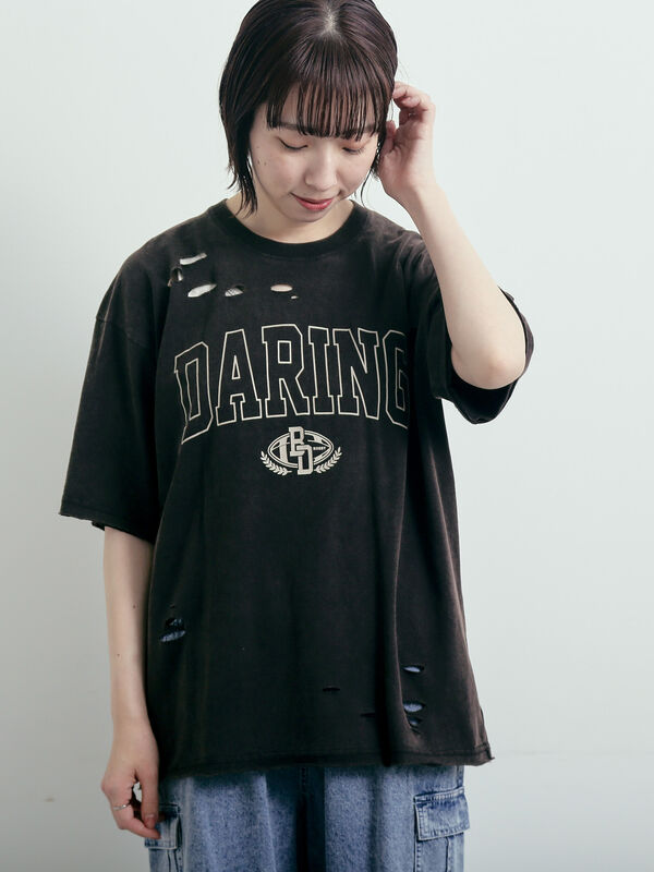 セール】 パウダー加工ロゴアソートプリントTシャツ（チャコールグレー