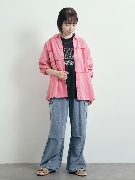 パウダー加工ロゴアソートプリントTシャツ（チャコールグレー/ベージュ/オレンジ/ブルー）｜SM2（エスエムツー）通販