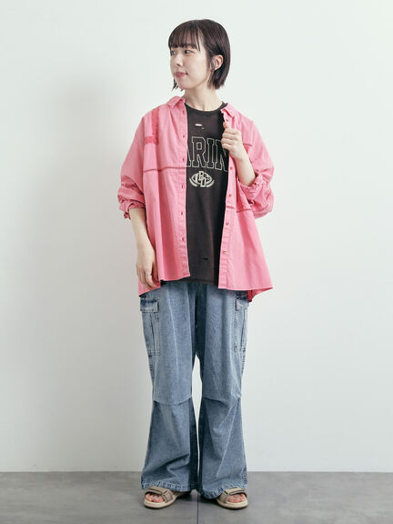 パウダー加工ロゴアソートプリントTシャツ（チャコールグレー/ベージュ/オレンジ/ブルー）｜SM2（エスエムツー）通販