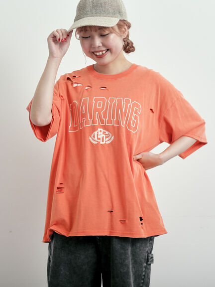 パウダー加工ロゴアソートプリントTシャツ（チャコールグレー/ベージュ/オレンジ/ブルー）｜SM2（エスエムツー）通販