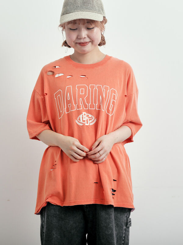 セール】 パウダー加工ロゴアソートプリントTシャツ（チャコールグレー