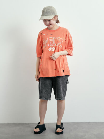 パウダー加工ロゴアソートプリントTシャツ（チャコールグレー/ベージュ/オレンジ/ブルー）｜SM2（エスエムツー）通販