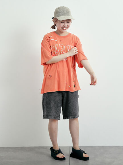 パウダー加工ロゴアソートプリントTシャツ（チャコールグレー/ベージュ/オレンジ/ブルー）｜SM2（エスエムツー）通販