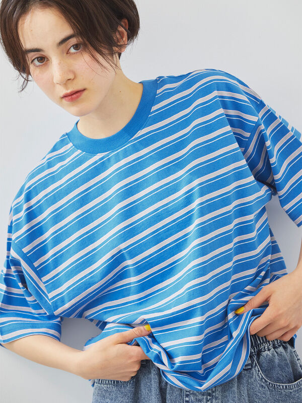 マルチボーダーTシャツ（オフホワイト/ブラック/グリーン/ブルー）｜SM2（エスエムツー）通販