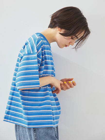 マルチボーダーTシャツ（オフホワイト/ブラック/グリーン/ブルー）｜SM2（エスエムツー）通販